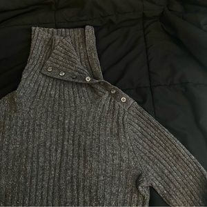 Button-wrap Turtleneck Sweater